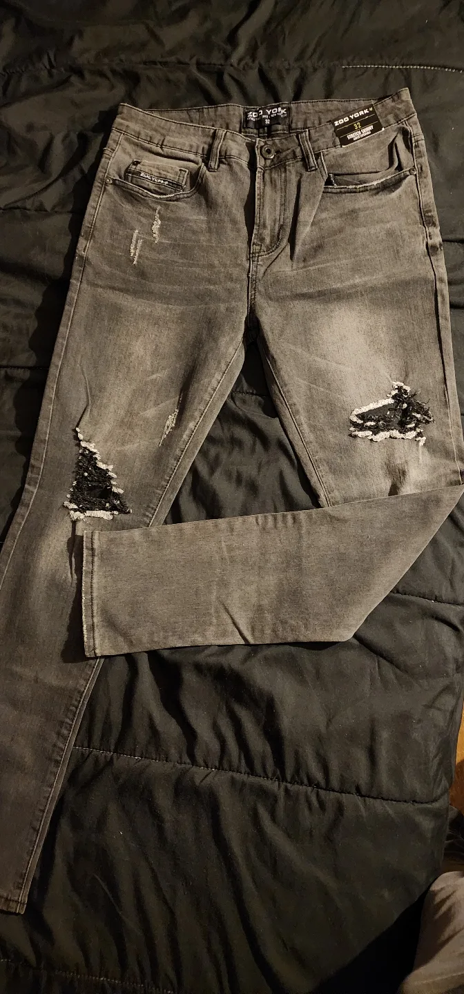 Men's Two Pairs of Jeans - Black Joggers & Grey Distressed thumbnail
