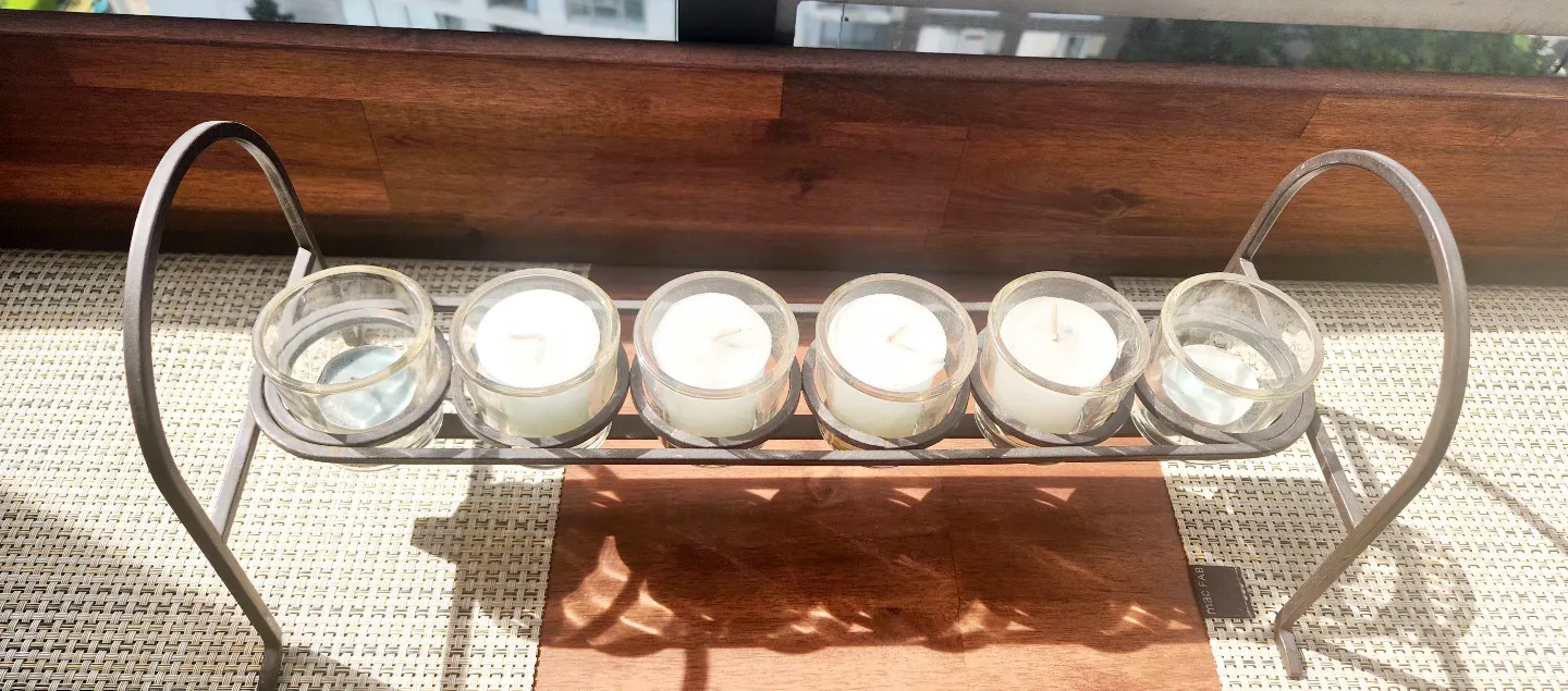 Metal Candle Holder with 6 Candles & 6 Glass Holders image indicator(4)