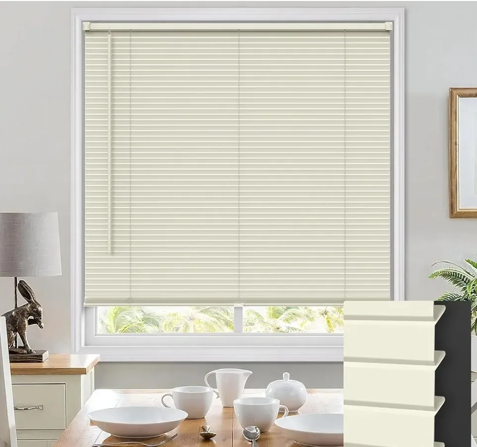 Cream Mini Blinds, Light Filtering Window Shades thumbnail