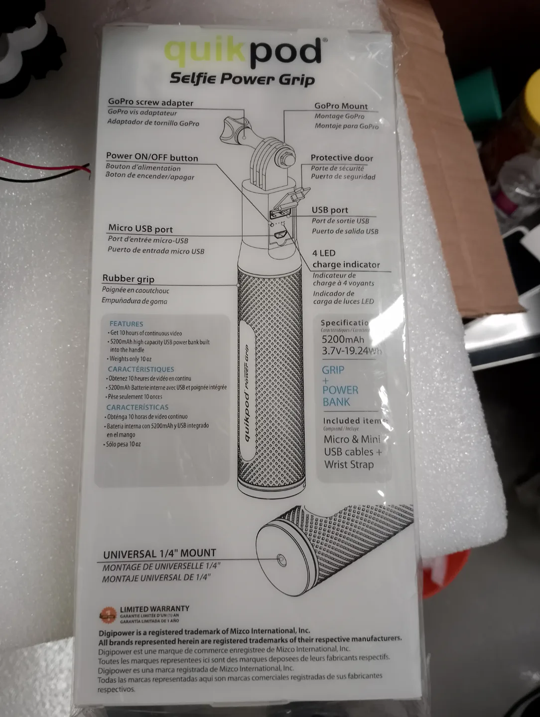 Quikpod Selfie Power Grip with Built-in Power Bank 5200mAH image indicator(2)