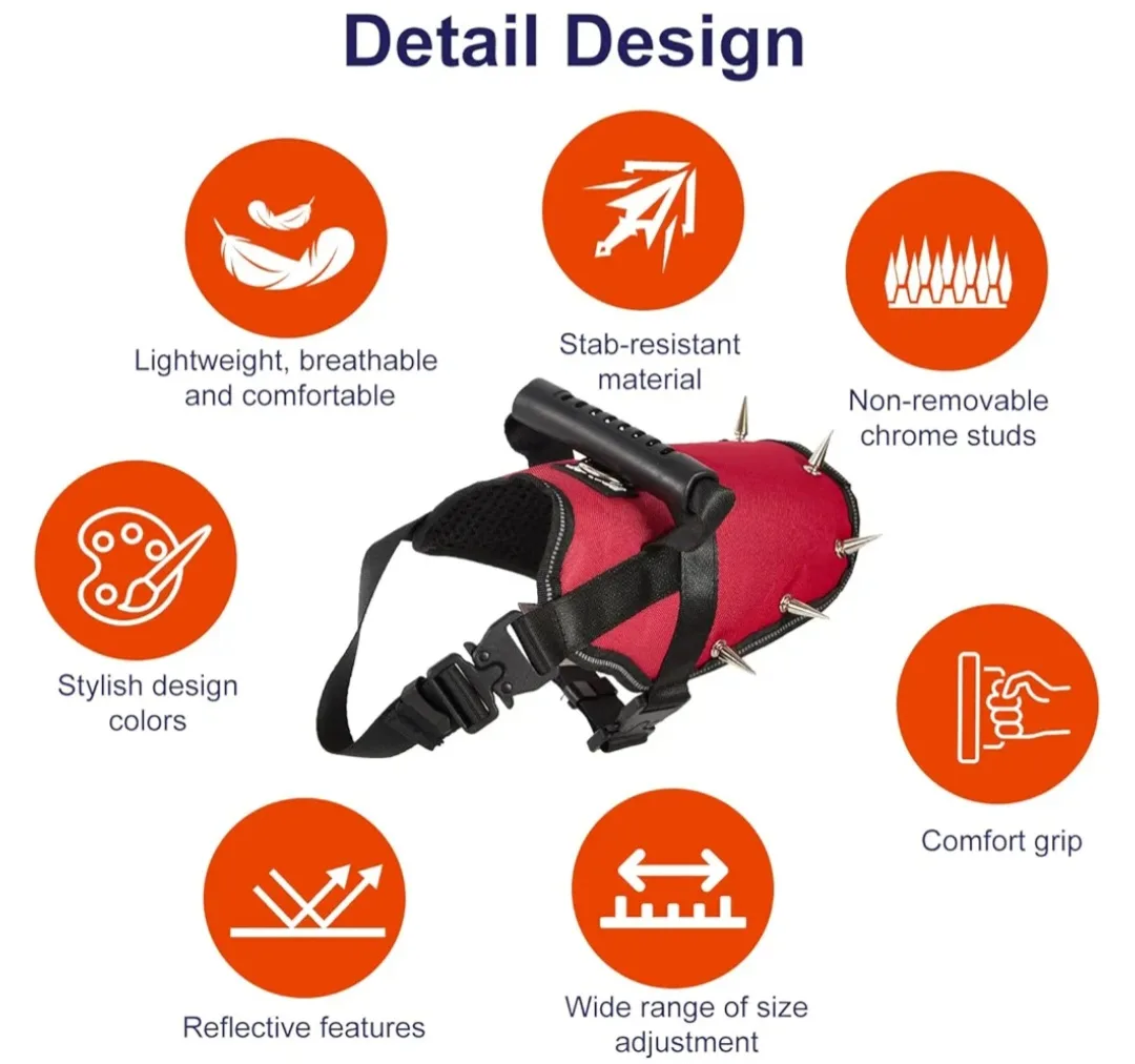 Red Dog Harness with Spikes - Size XSS image indicator(7)