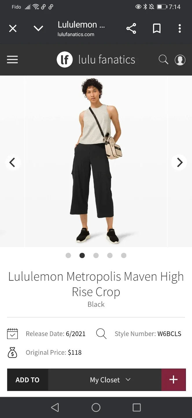 Lululemon Metropolis Maven High Rise Crop Solid Black S8 image indicator(2)
