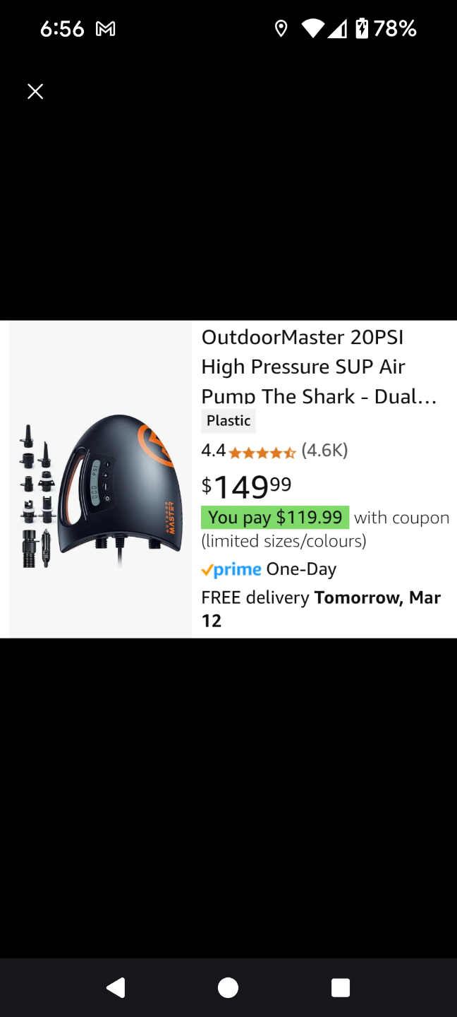 OutdoorMaster 20PSI High Pressure SUP Air Pump