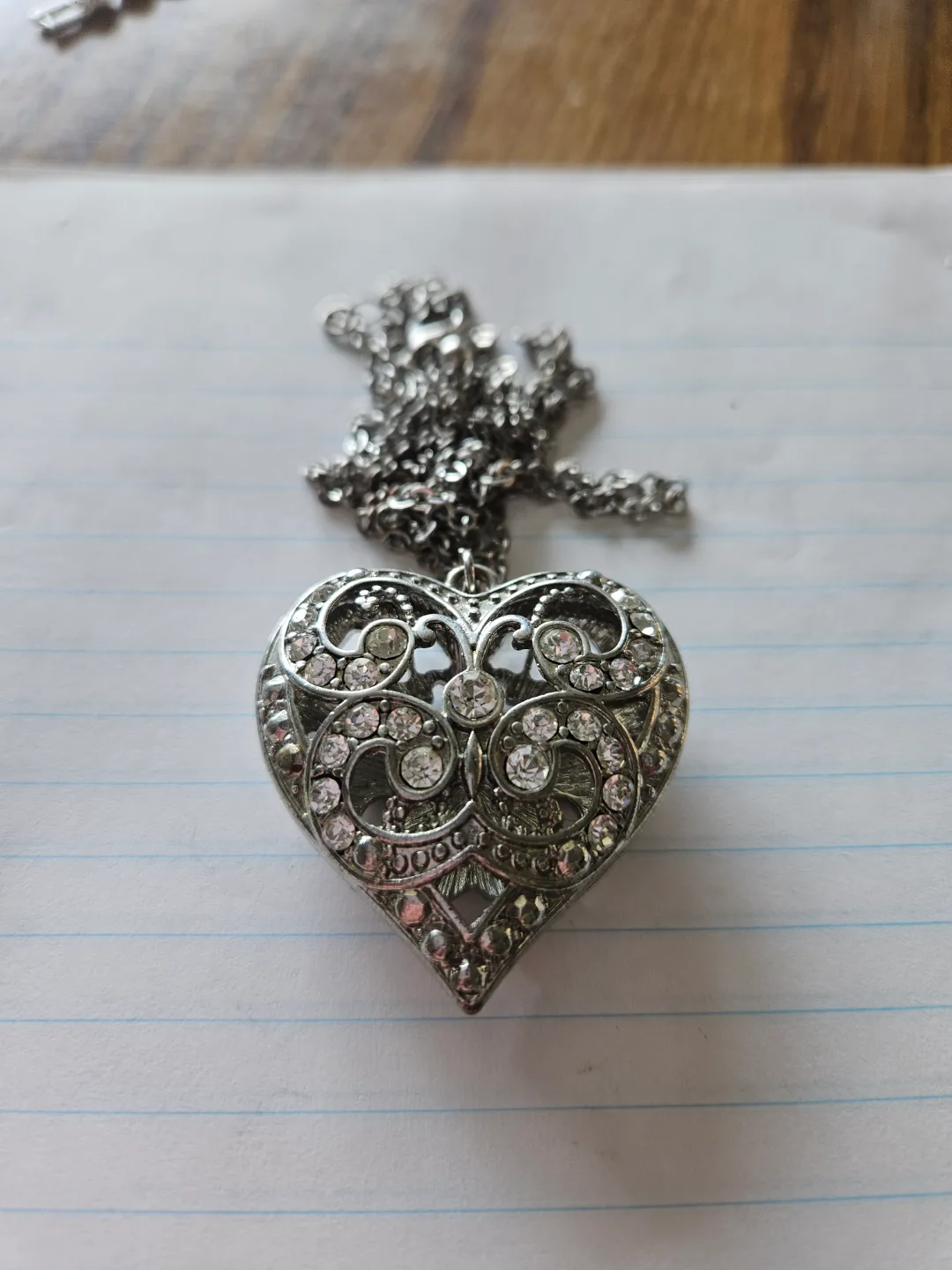 Silver Heart Rhinestone Necklace thumbnail