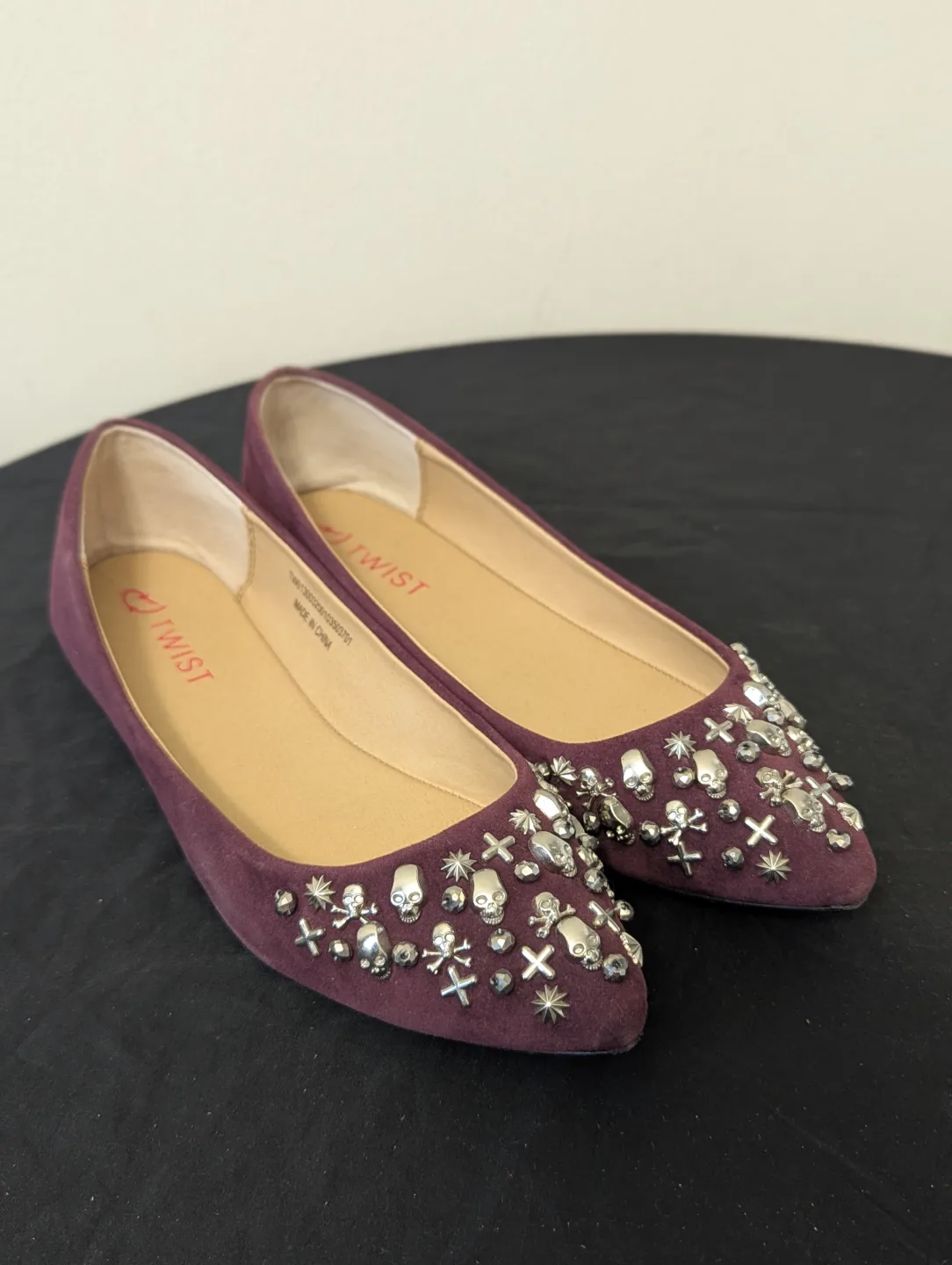 Purple Studded Suede Flats thumbnail