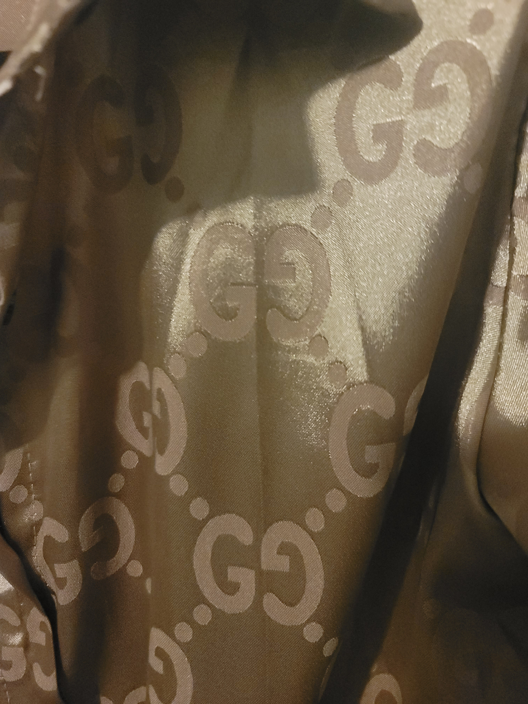 Brown GG Pattern Satin Blouse - Size M - photo 2