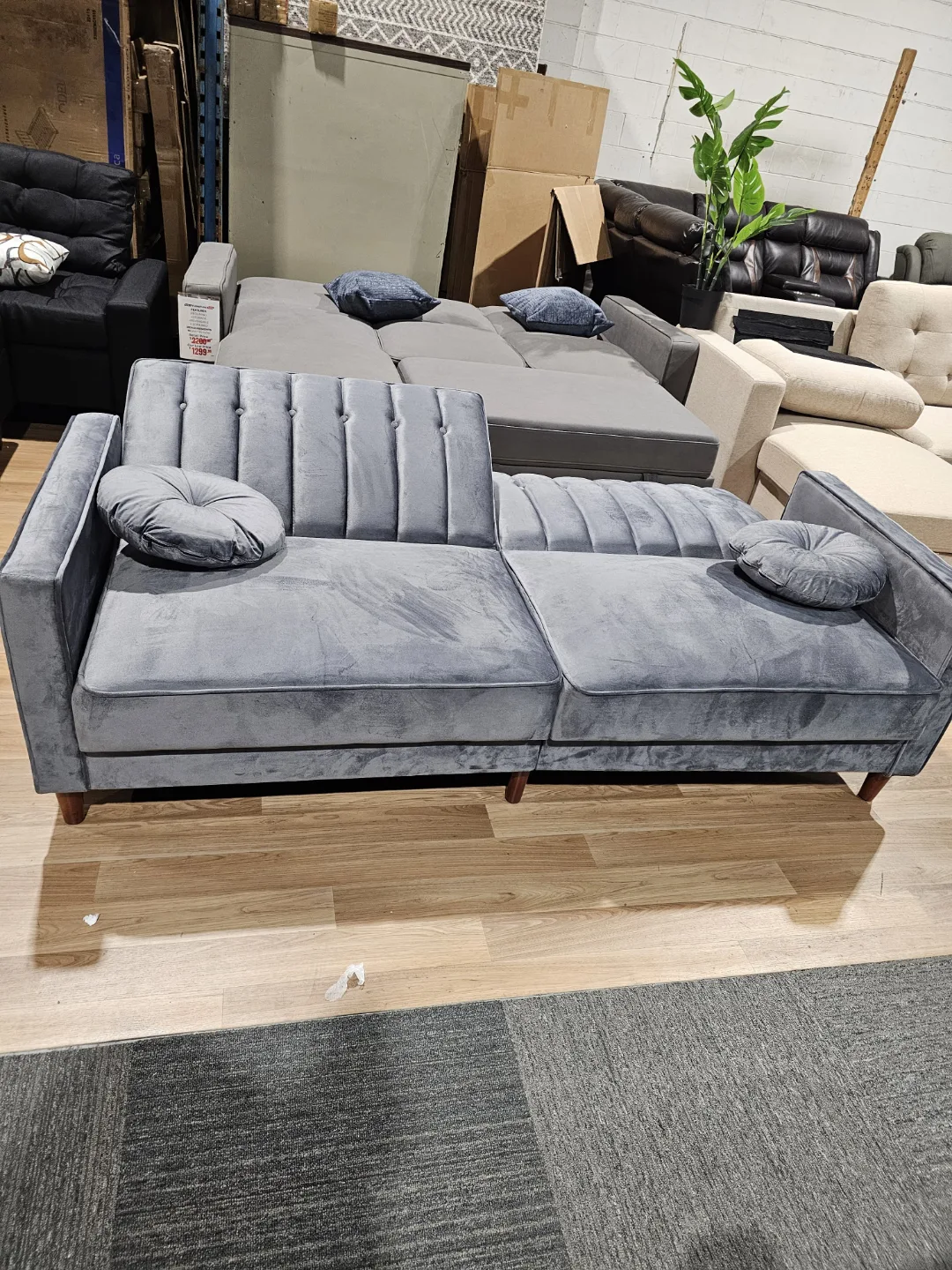 2-Seater Sectional Futon – Velvet Grey image indicator(2)