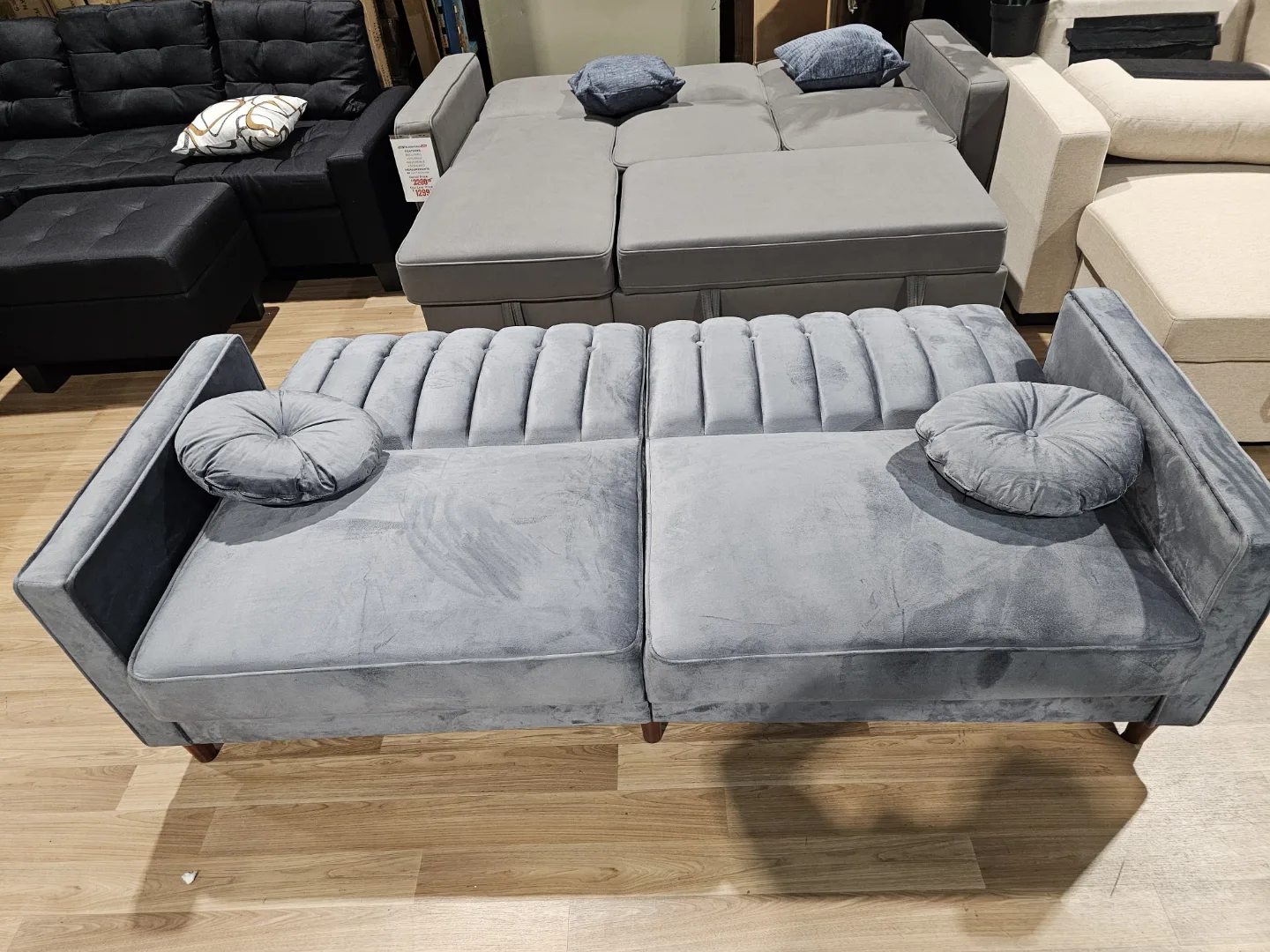 2-Seater Sectional Futon – Velvet Grey image indicator(3)