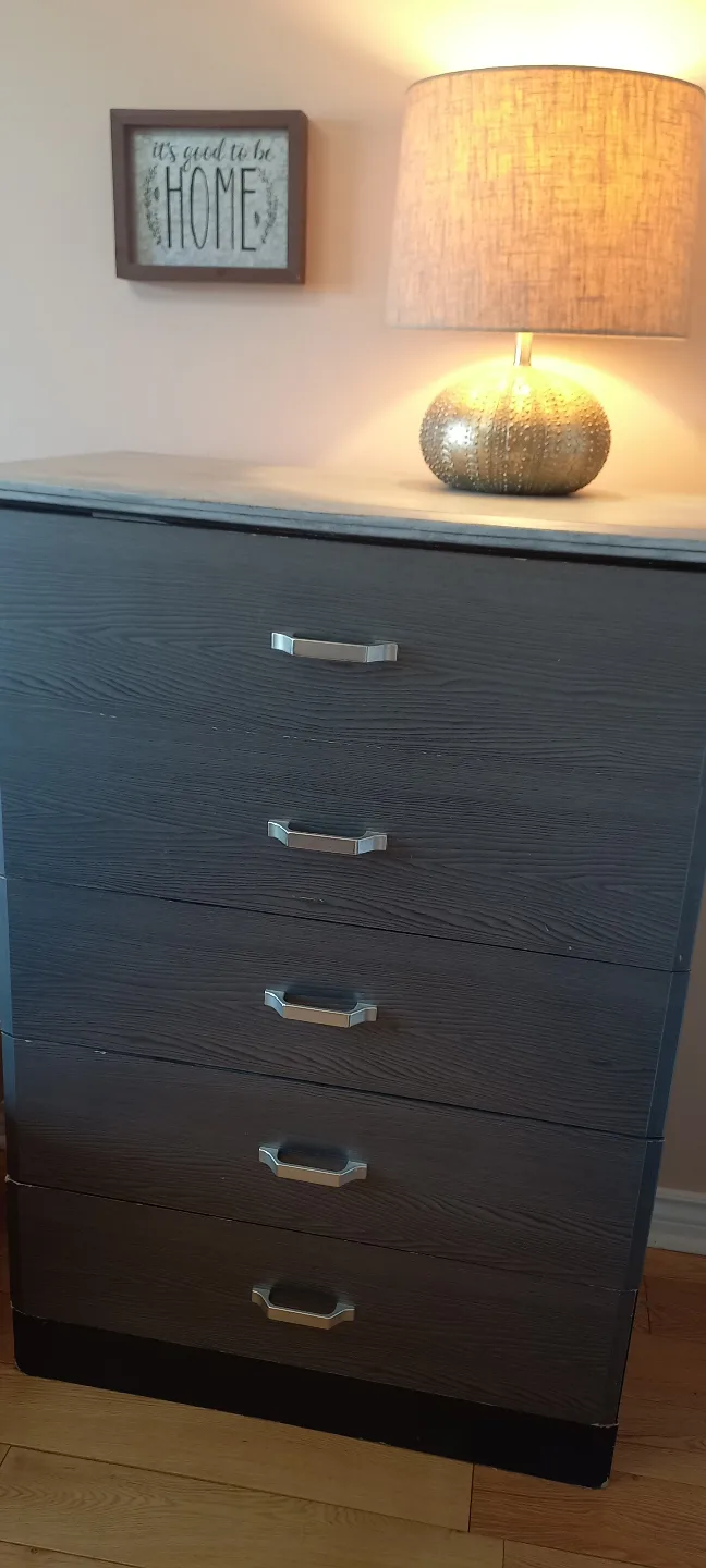 Five-Drawer Chest of Drawers - Distressed Grey Top thumbnail
