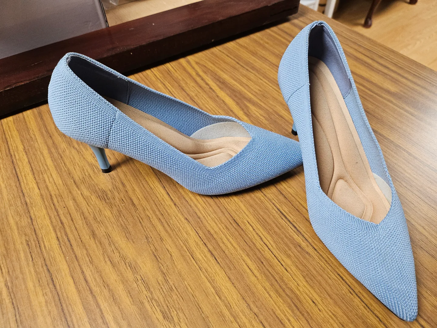 Women's Light Blue Knitted Fabric Stilettos thumbnail
