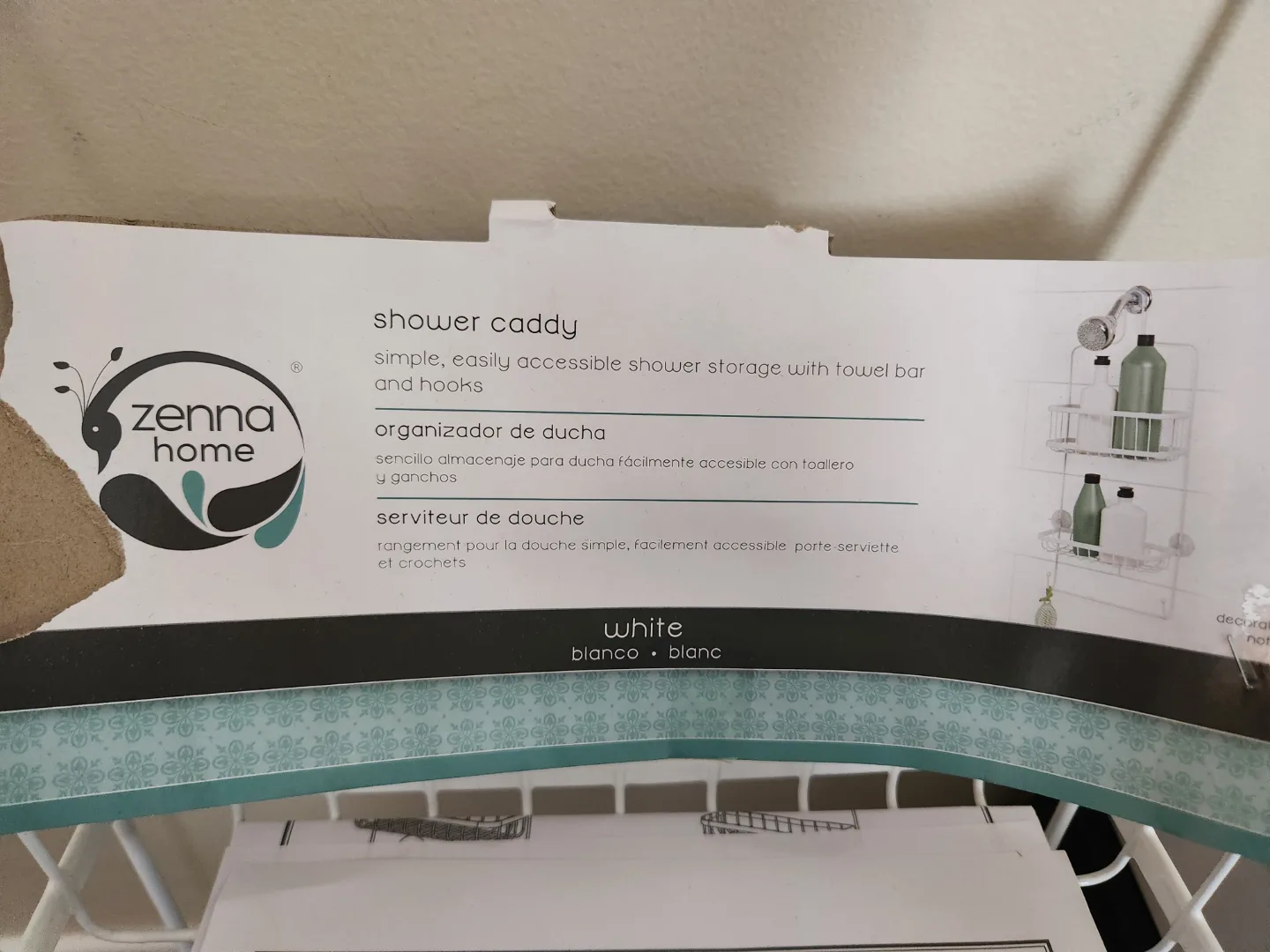 Zenna Home White Shower Caddy image indicator(2)