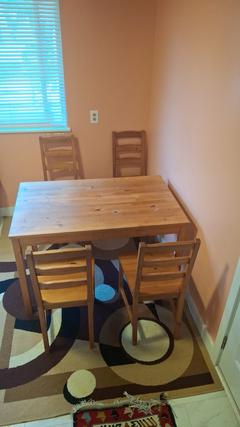 IKEA Wooden Dining Table and Four Chairs Set - photo 3