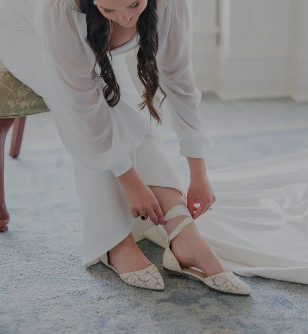 *NEW* KAILEE P. White Floral Lace Bridal Flats, Size 7.5 image indicator(10)