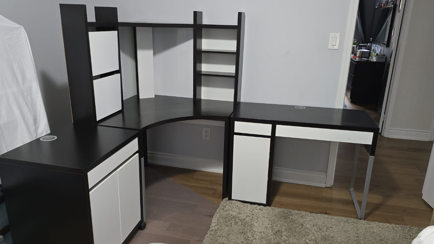 Corner desk , side study table, and side cabinet