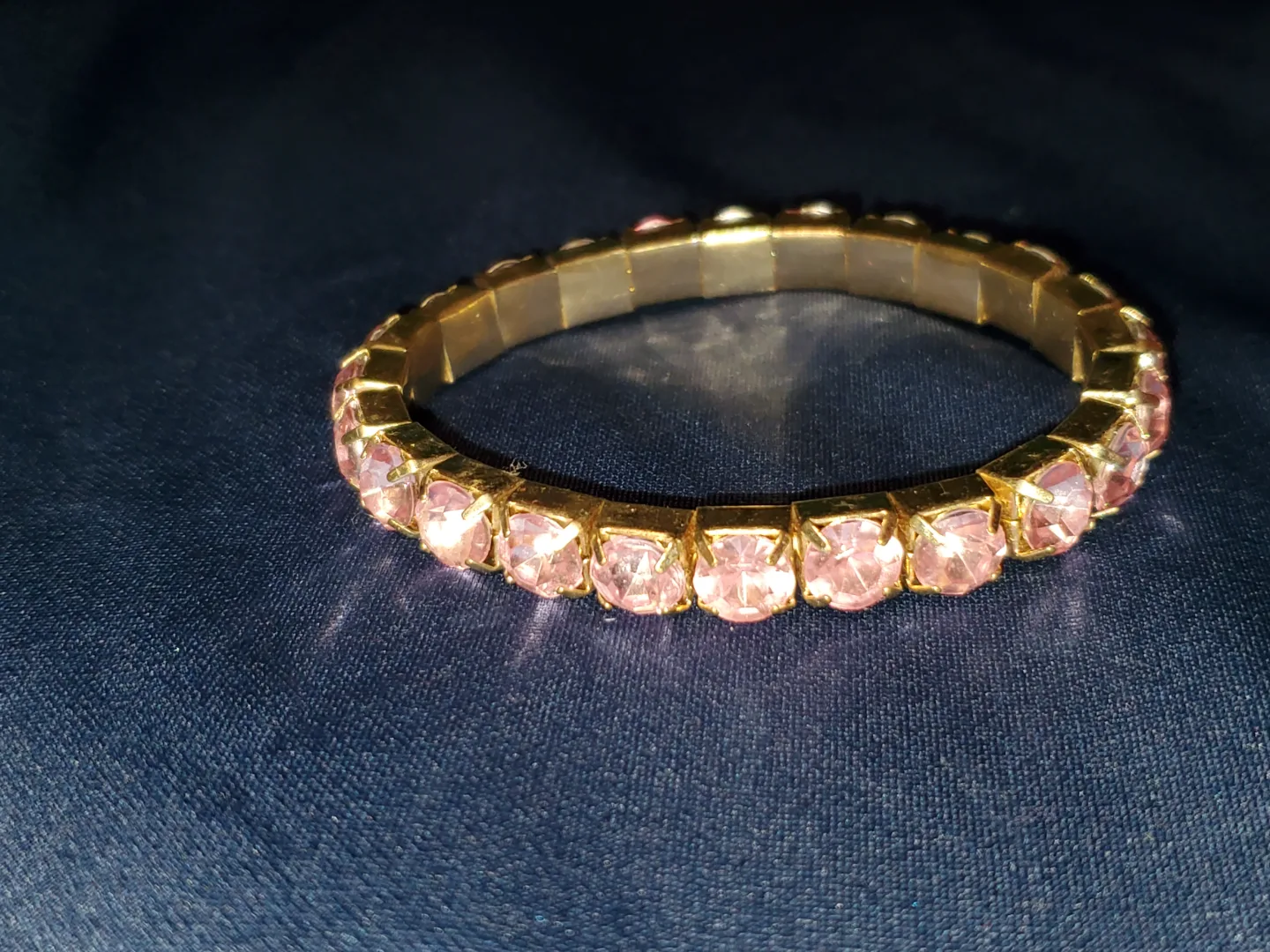 Gold & Pink Rhinestone Stretch Bracelet image indicator(2)