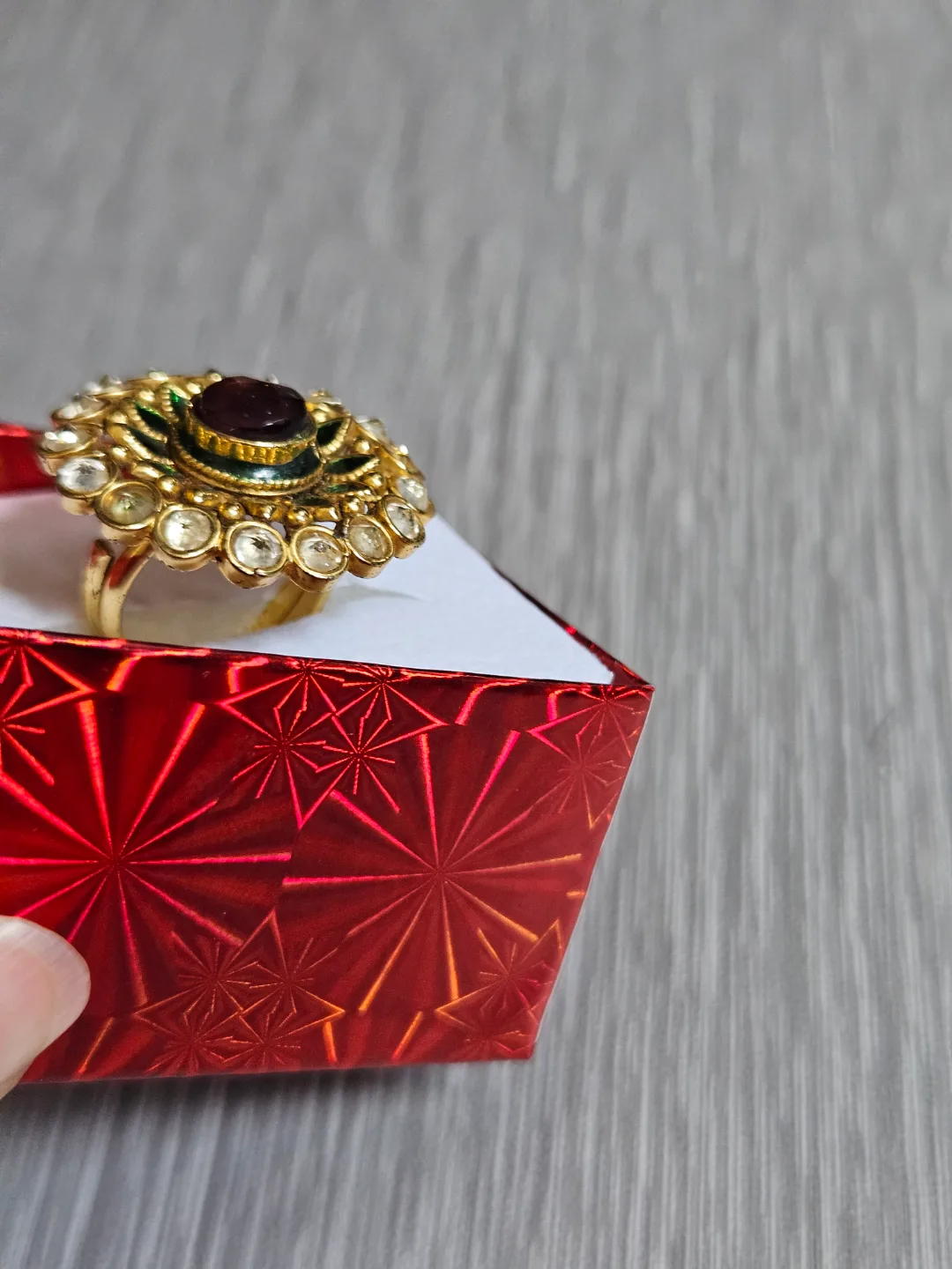 Gorgeous Gold  color Kundan Ring with Purple Gemstone image indicator(3)