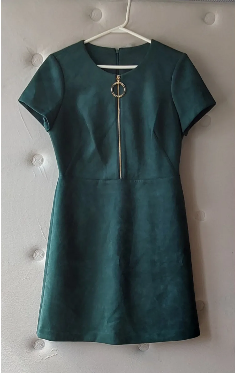 Calvin Klein Emerald Green Suede-like Mini Dress thumbnail