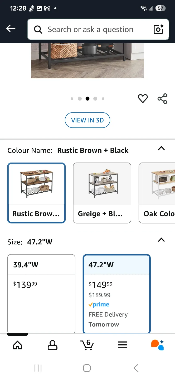 VASAGLE Kitchen Island - Rustic Brown and Black - 3-Tier Storage image indicator(4)