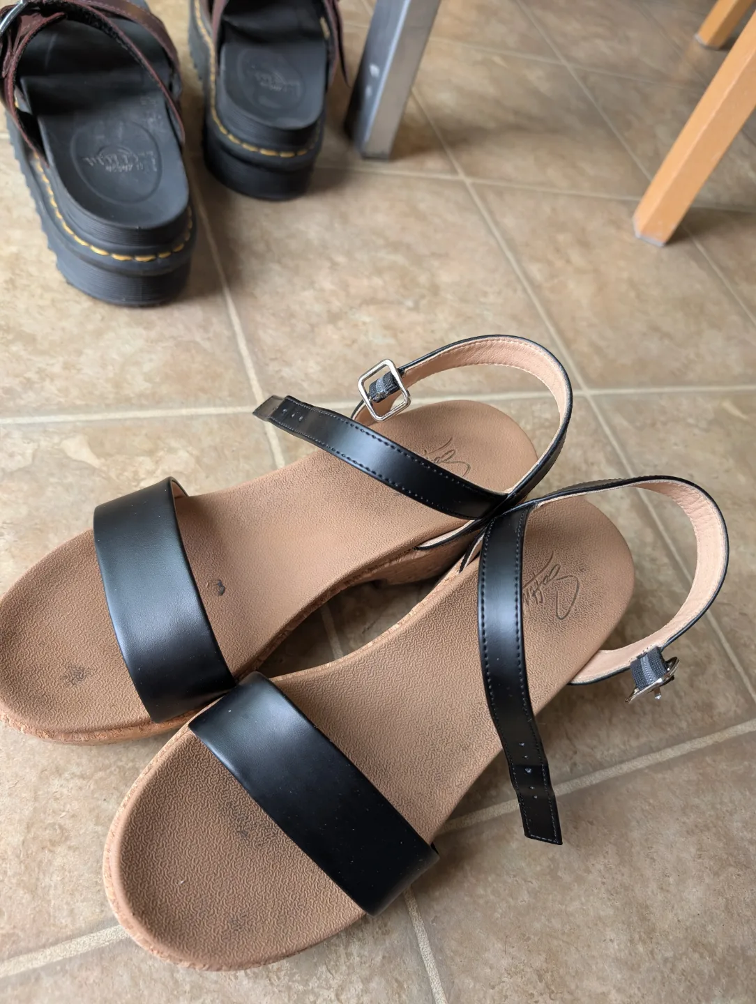 Black Strapped Wedge Sandals image indicator(4)