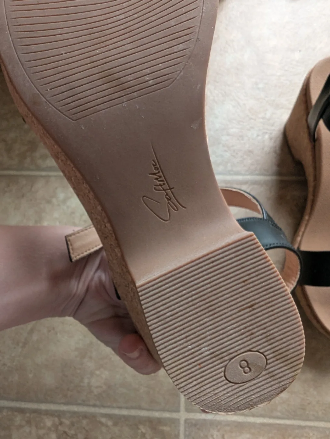 Black Strapped Wedge Sandals image indicator(5)