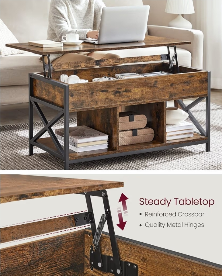 VASAGLE Lift-Top Coffee Table with Storage - photo 2