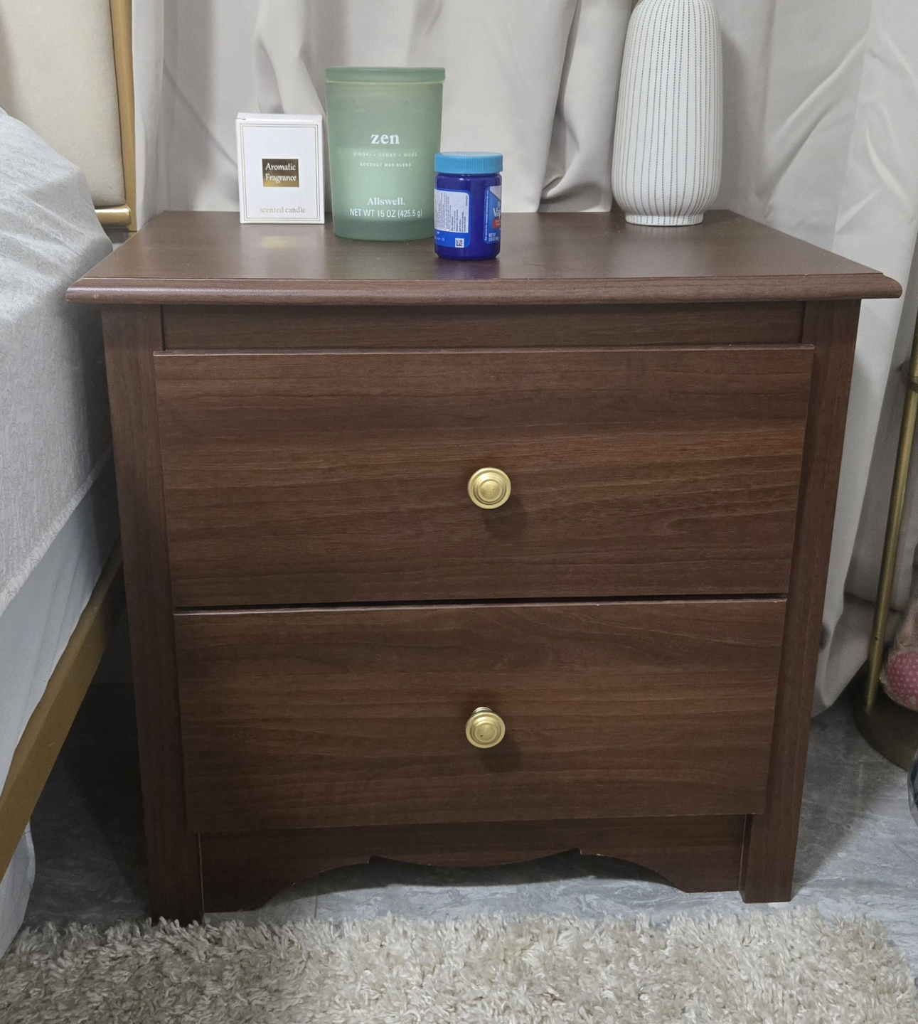 Two-Drawer Wooden Nightstand