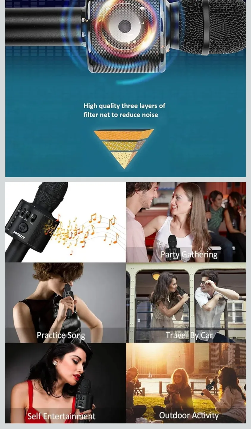 BONAOK Wireless Karaoke Microphone image indicator(10)