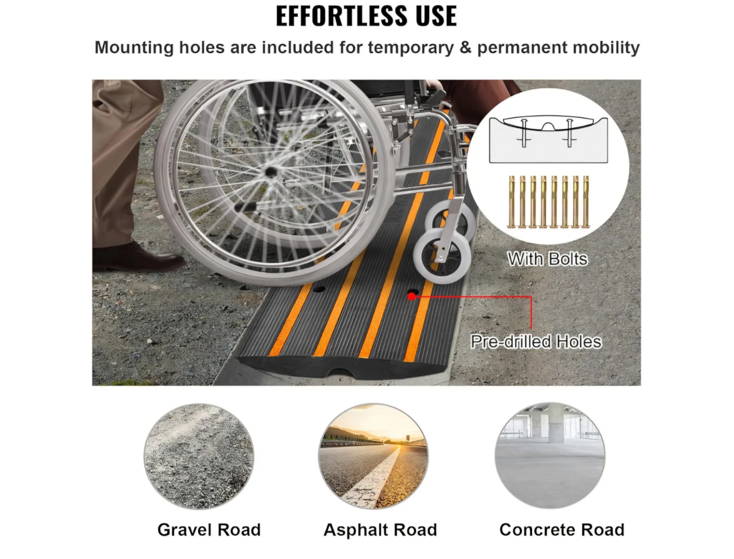 Pair of VEVOR Rubber Curb Ramps - 48.4" Long, 16.1" Wide, 21kg - photo 3