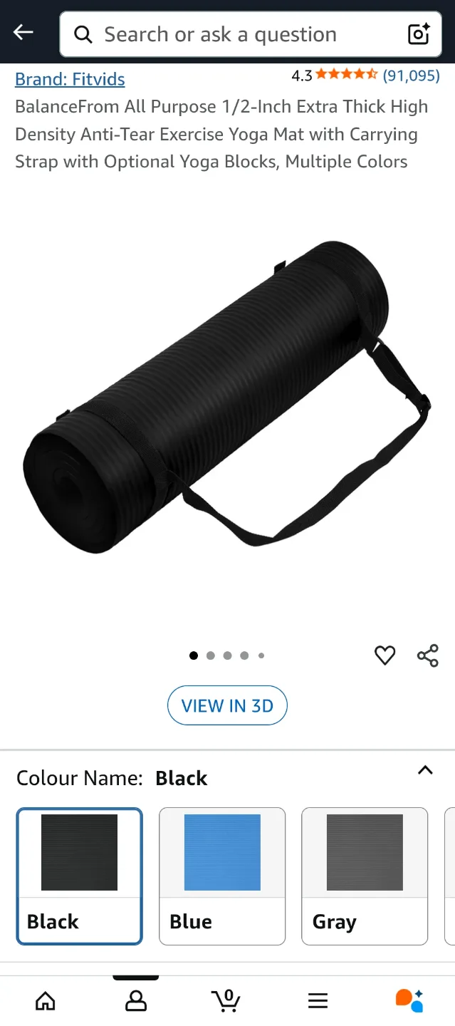 Fitvids Yoga Mat - Black without handle thumbnail