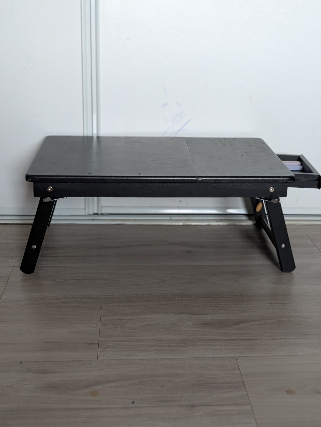 Black Foldable Laptop Table with Drawer