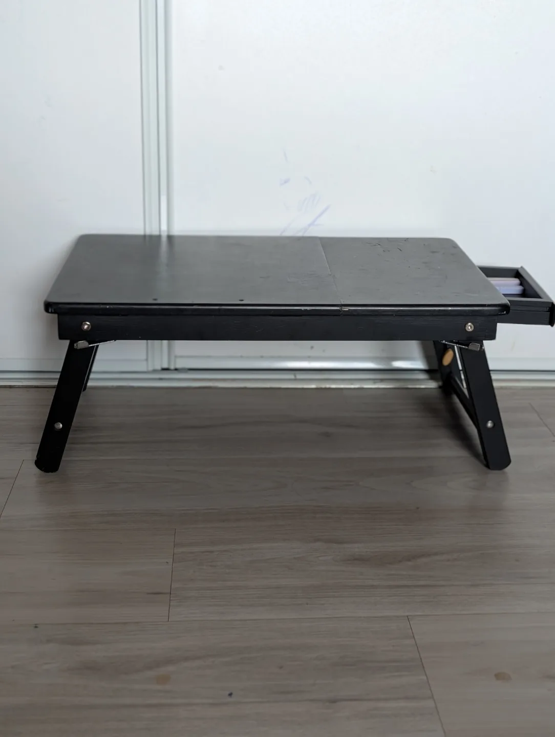 Black Foldable Laptop Table with Drawer thumbnail