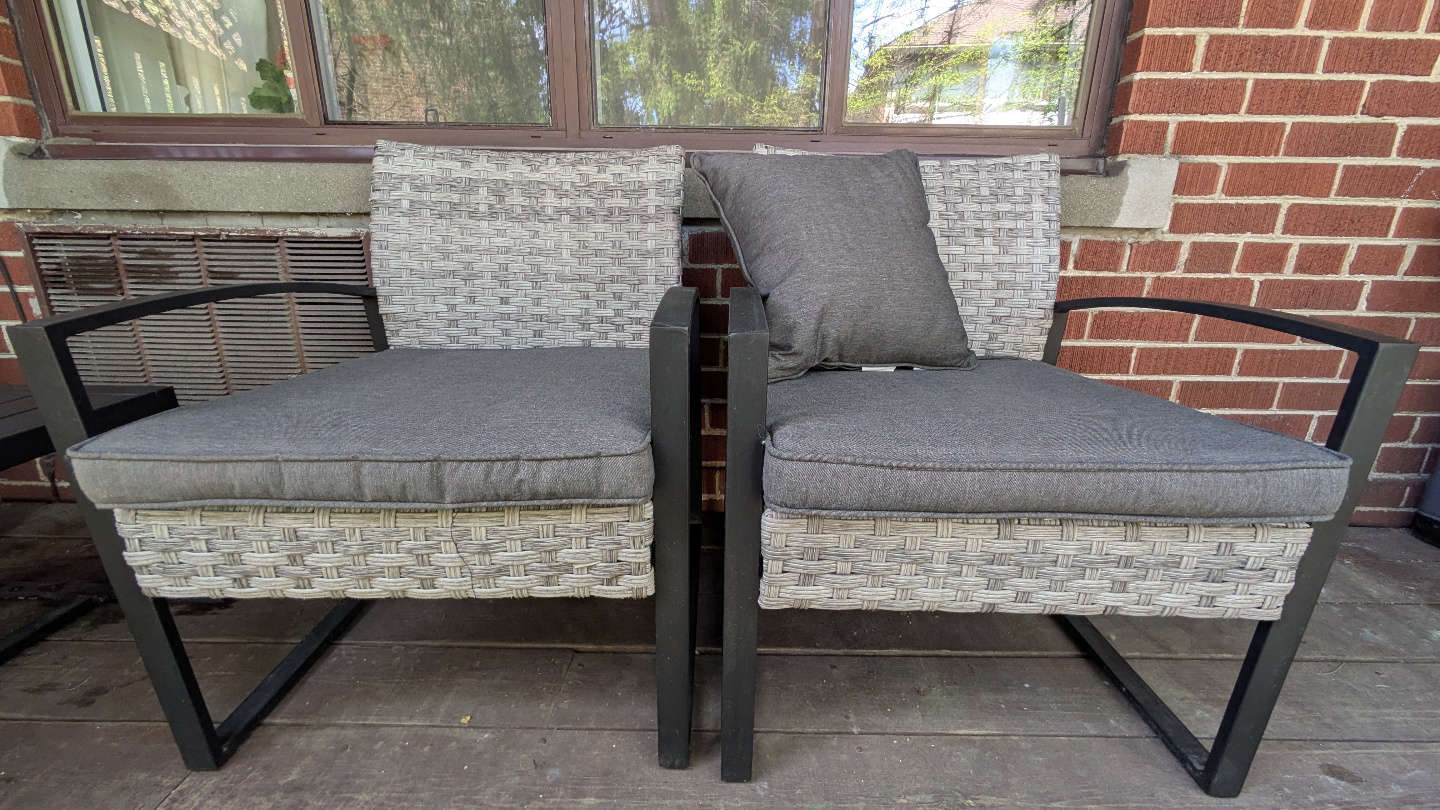 4-Piece Hampton Bay Patio Conversation Set with Grey Cushions - photo 3