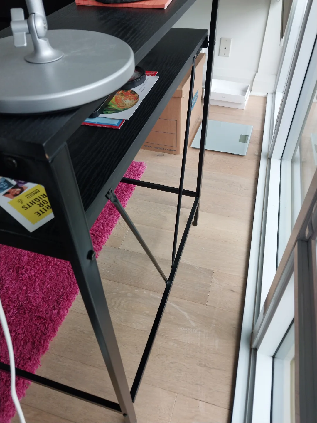 Black Wooden Desk with Metal Frame image indicator(5)