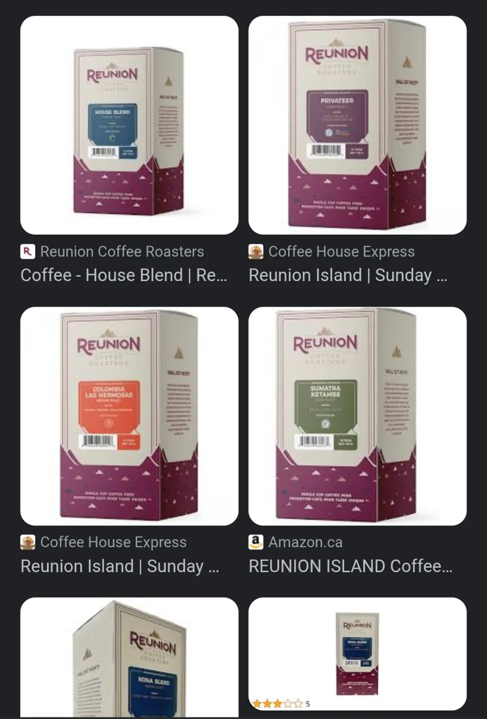 Reunion Coffee Roasters Single Serve Coffee Pouches thumbnail