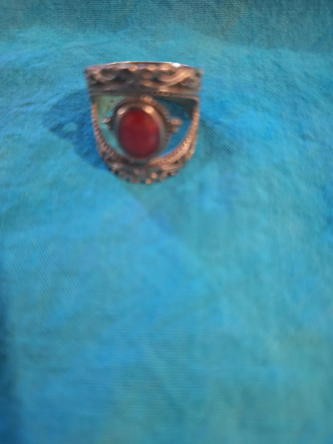 Unique Sterling Silver Ring with Red Gemstone image indicator(2)