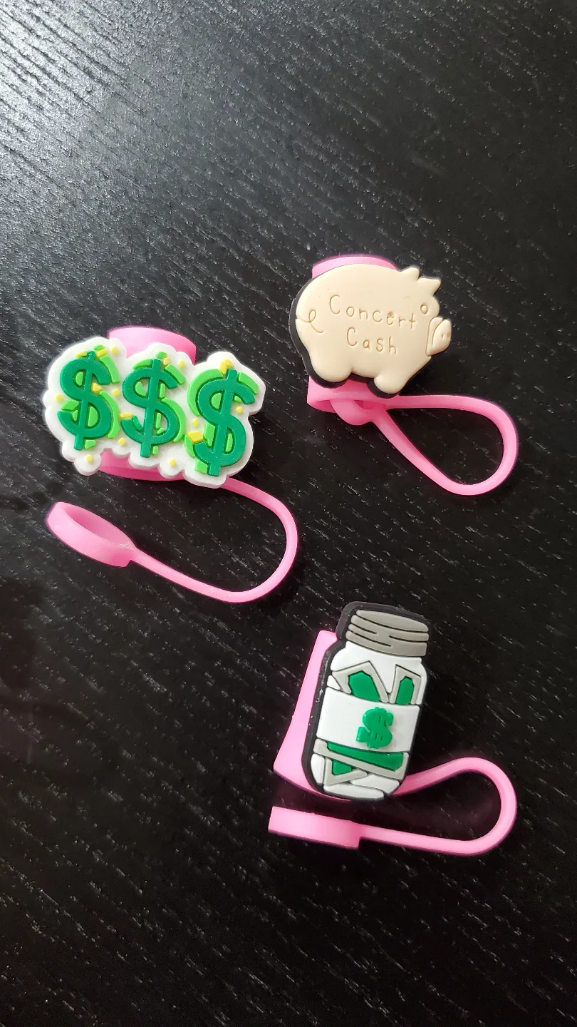 Set of 5 Cute Money-themed Silicone straw Covers image indicator(3)
