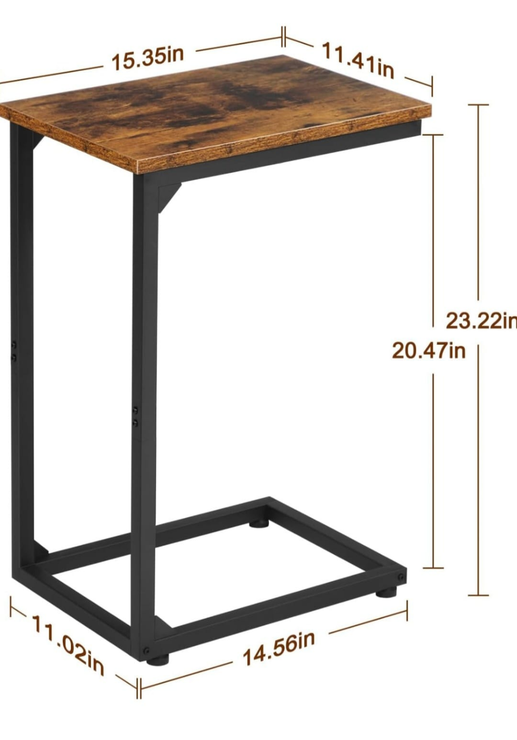 Pair of Rustic Brown C-Shaped Couch Tables - photo 3