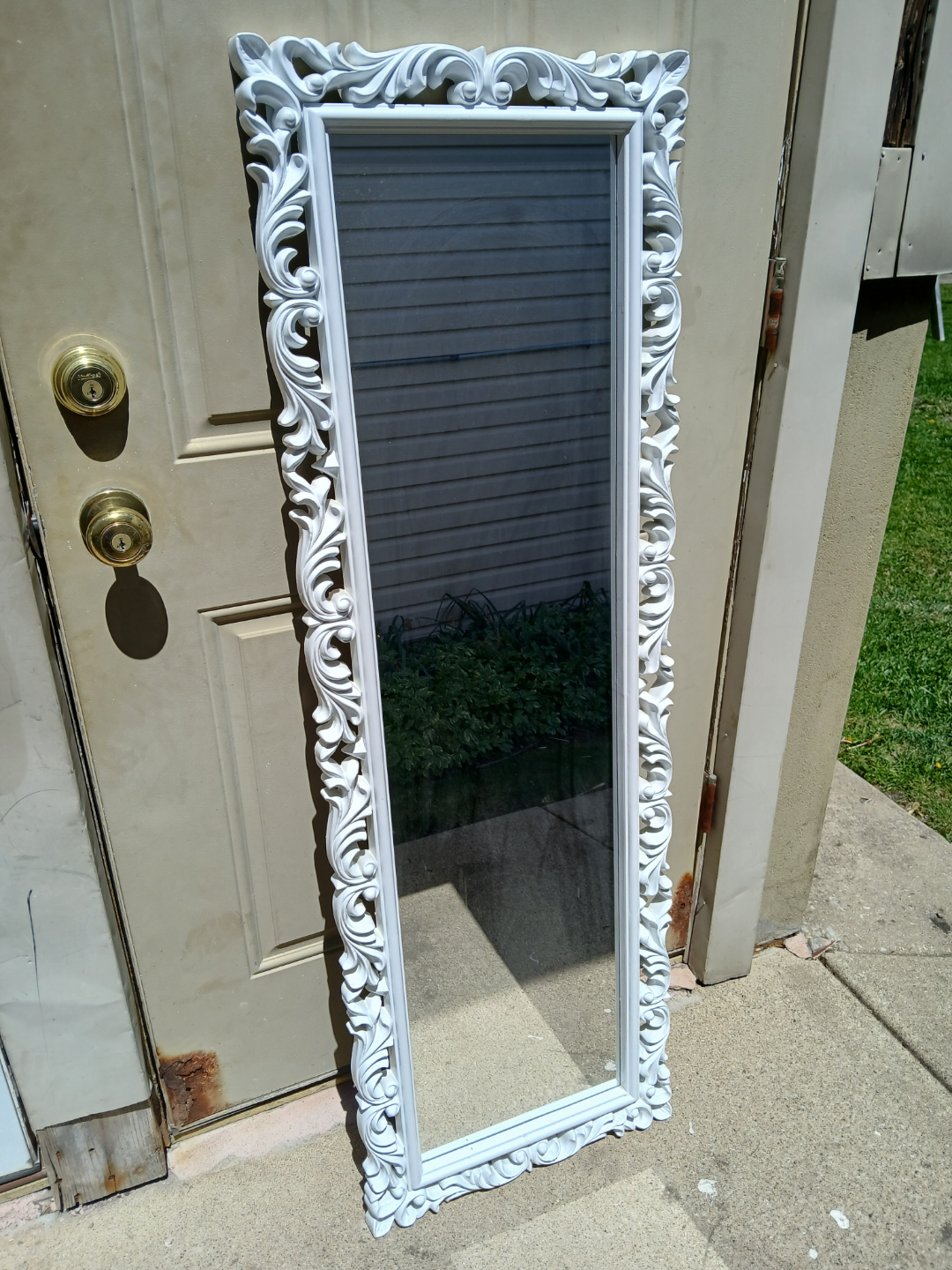 Ornate White Full Length Mirror