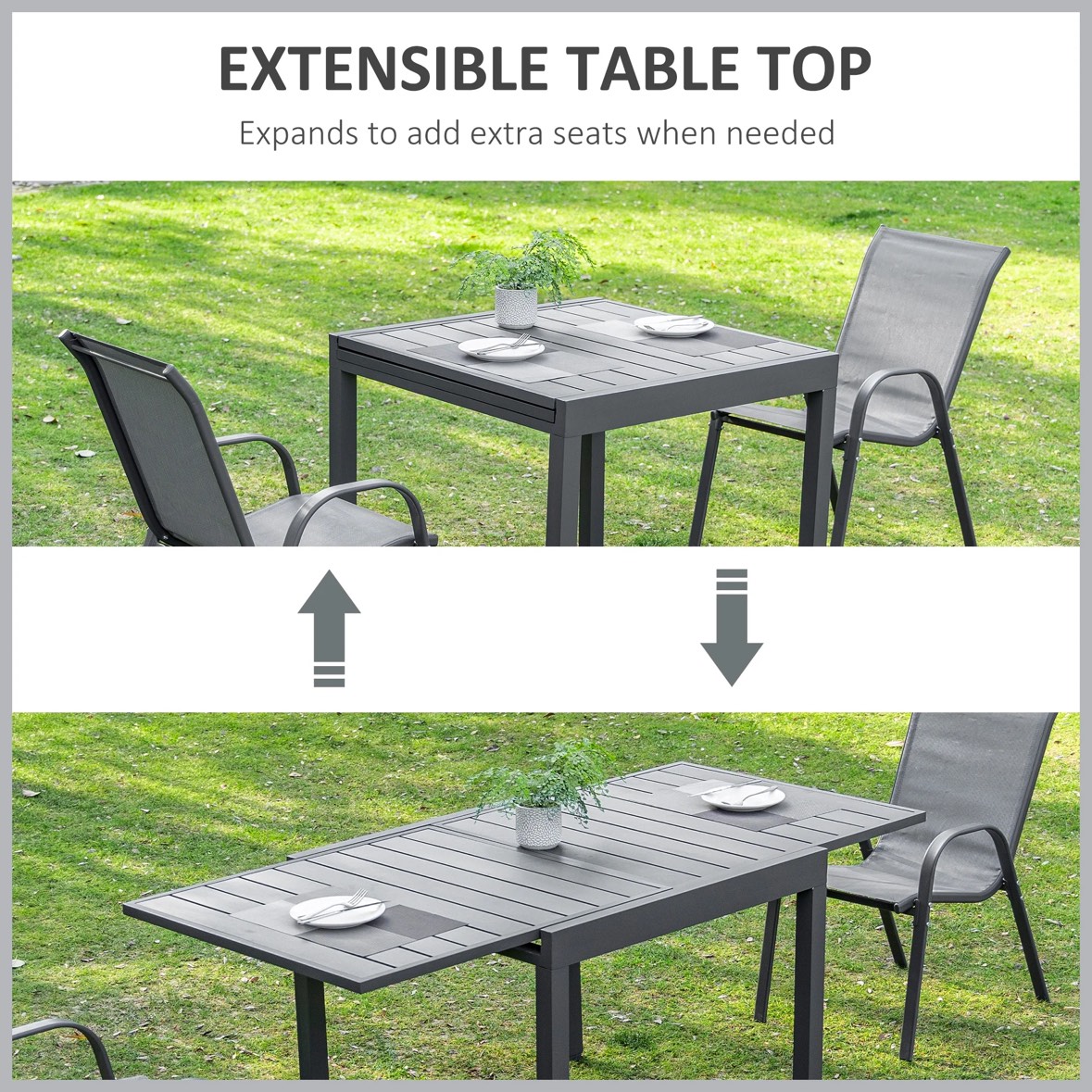 Outdoor Extendable Dining Table for 4-6 Ppl w/ Aluminum Frame - photo 4