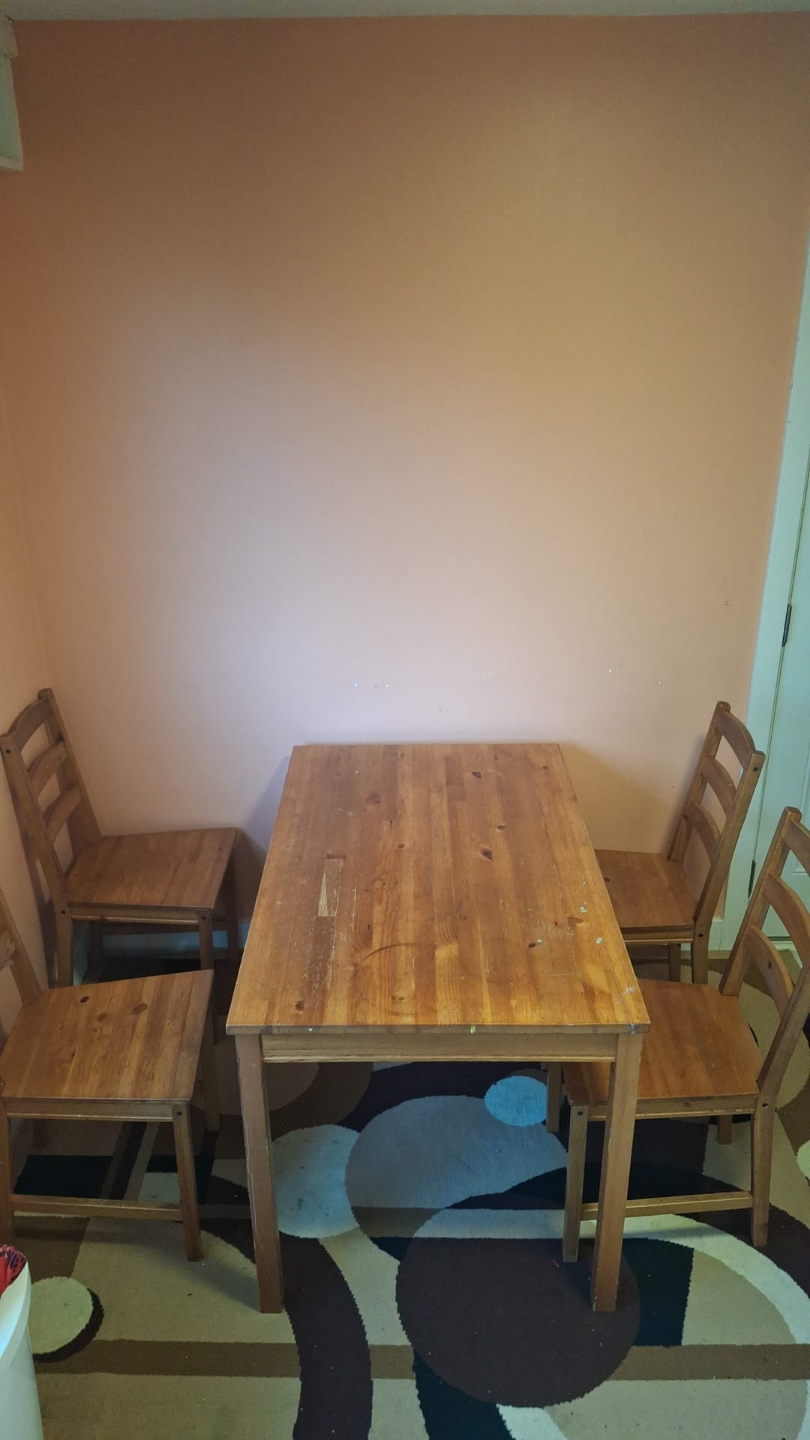 IKEA Wooden Dining Table and Four Chairs Set - photo 4