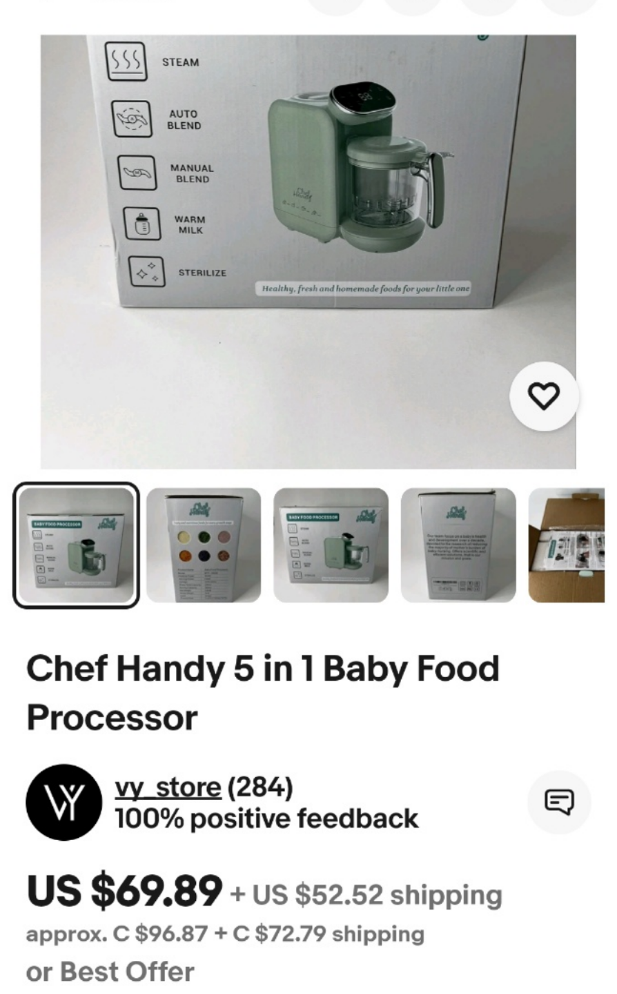 Chefhandy 5 in 1 Baby Food Processor - Mint Green - photo 5