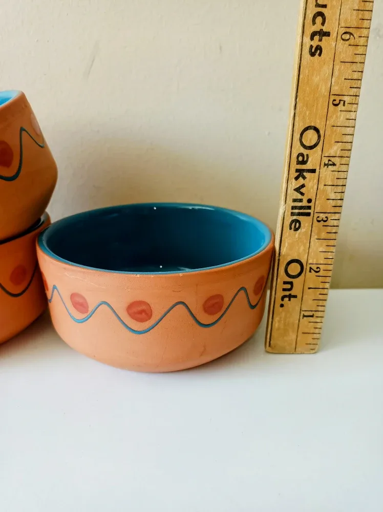 New~Himark Terra Cotta Turquoise Bowls image indicator(5)