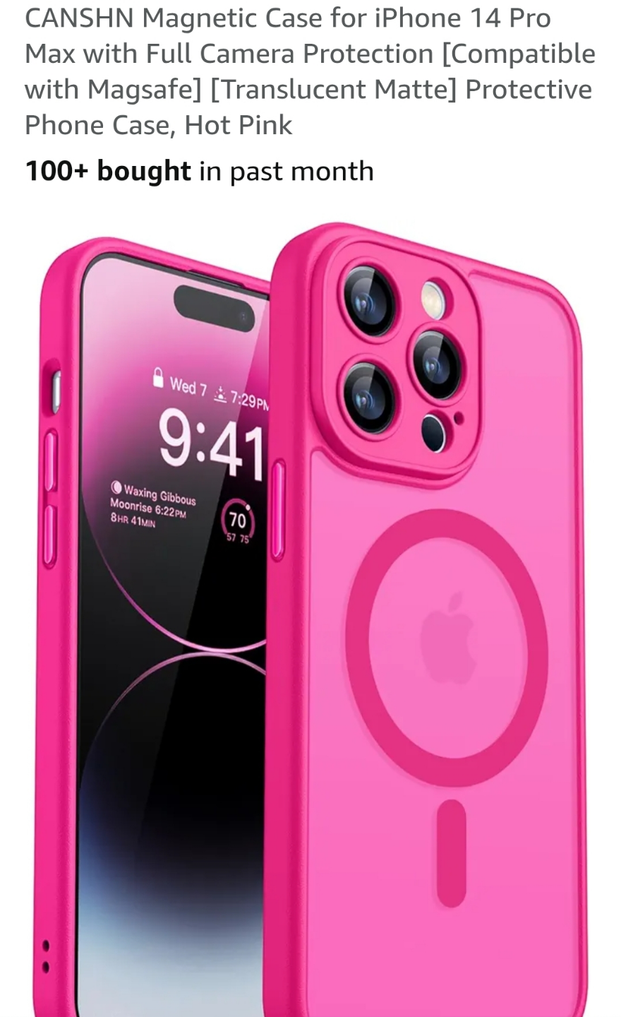 CANSHN iPhone 14 Pro Max Magnetic Case - Hot Pink - photo 2