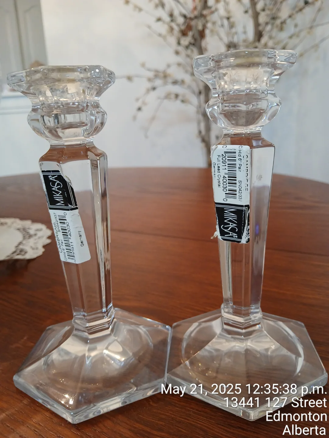 Vintage Set of Mikasa Clear Crystal Candle Stick Holders thumbnail
