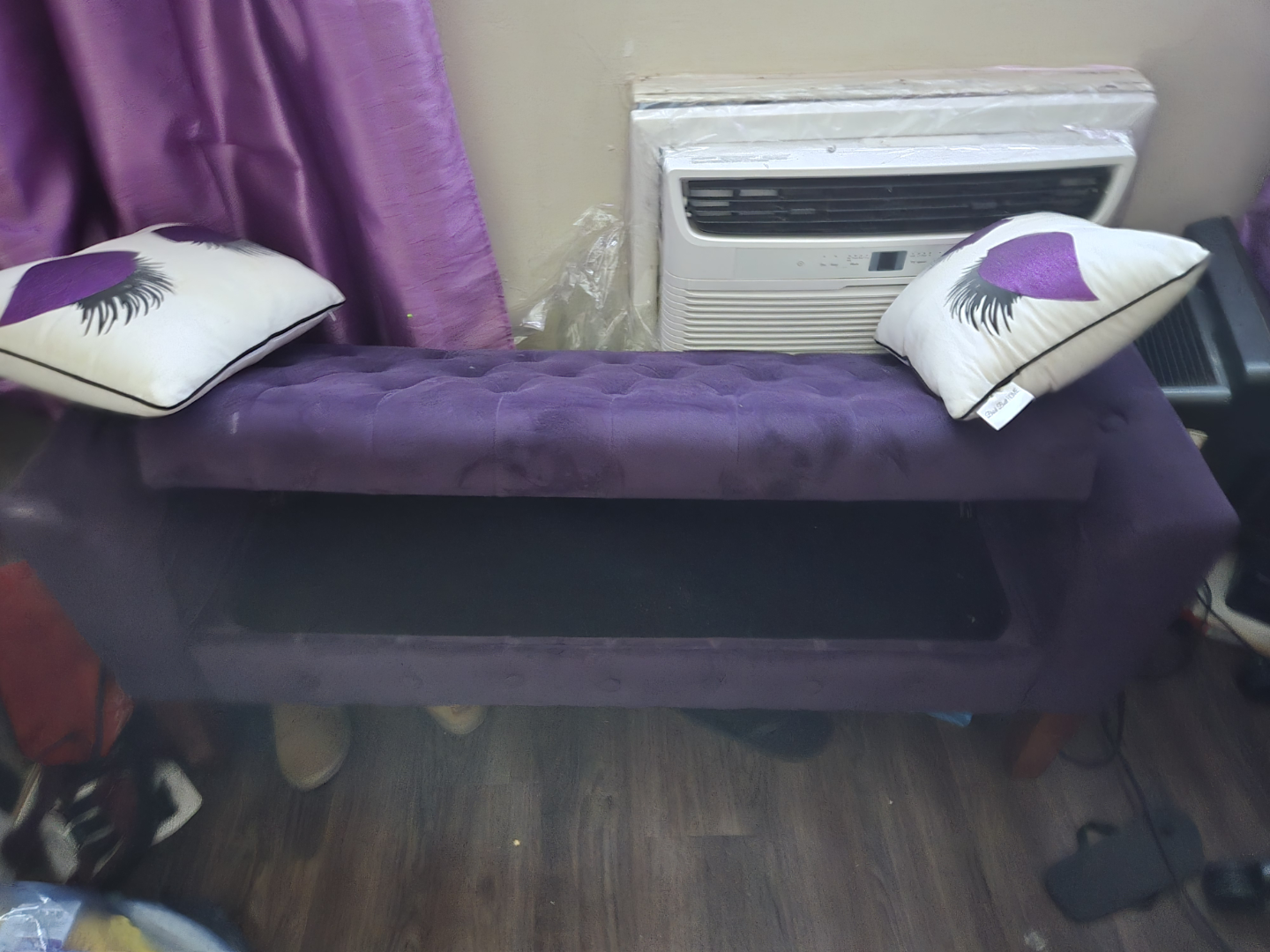 Purple Velvet Storage Ottoman Bench - photo 4