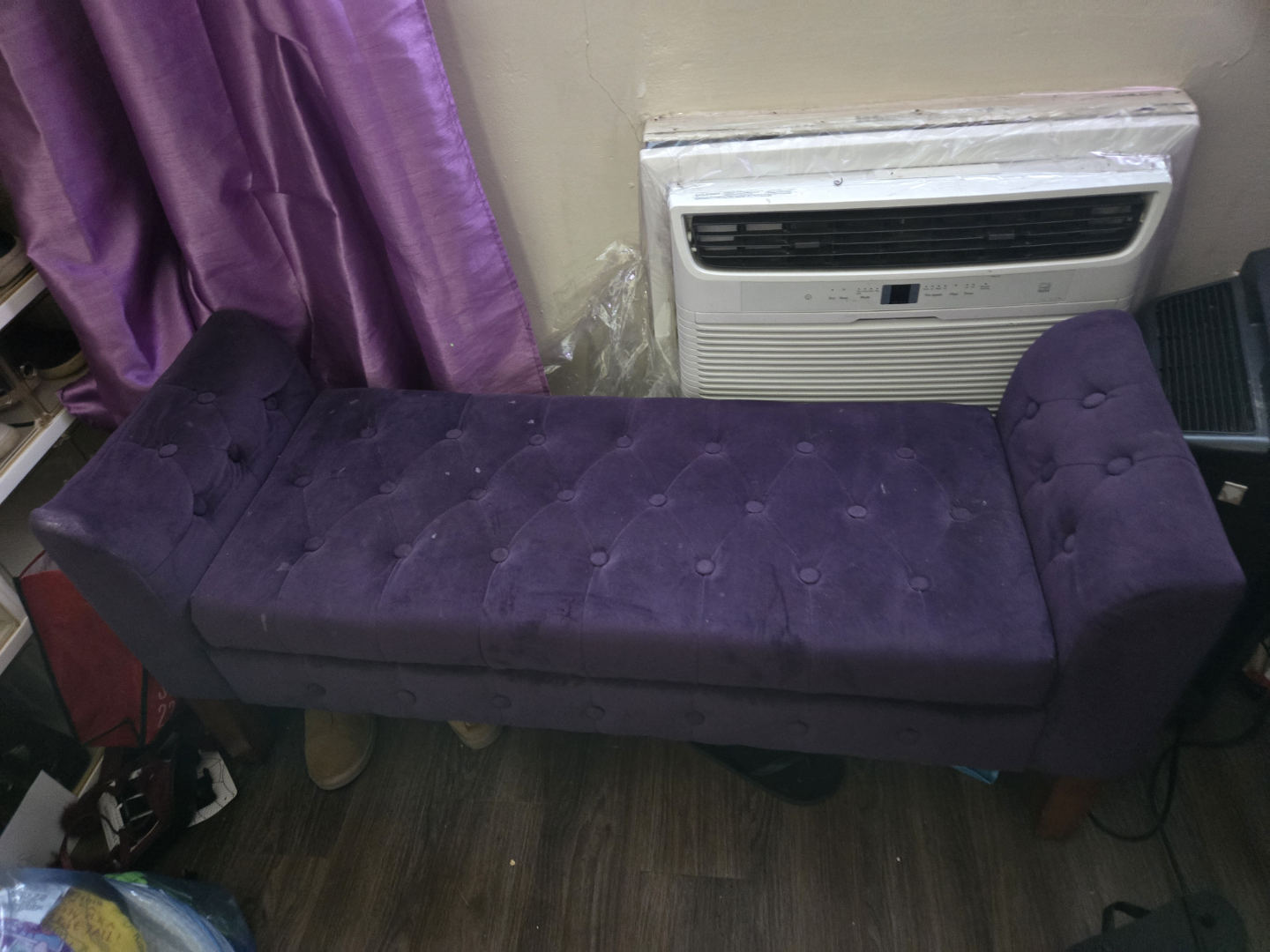 Purple Velvet Storage Ottoman Bench - photo 5