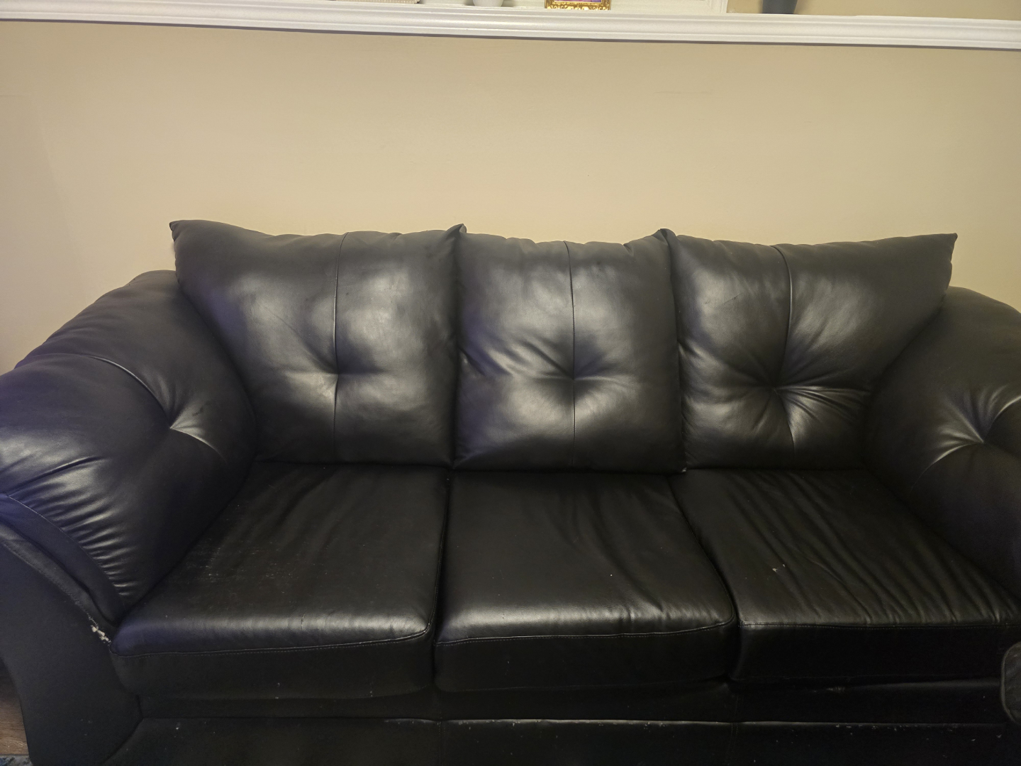 Black Leather Sofa - photo 2
