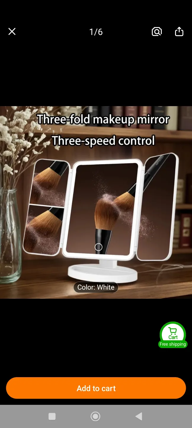 New USB chargeable Three-Fold Makeup Mirror with Lighting image indicator(4)