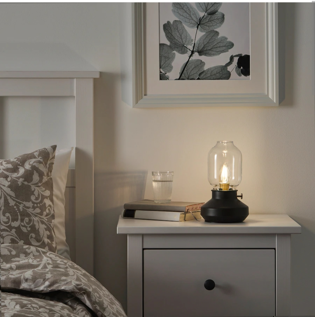 IKEA TARNABY Black Table Lamp with Clear Glass Shade - photo 3