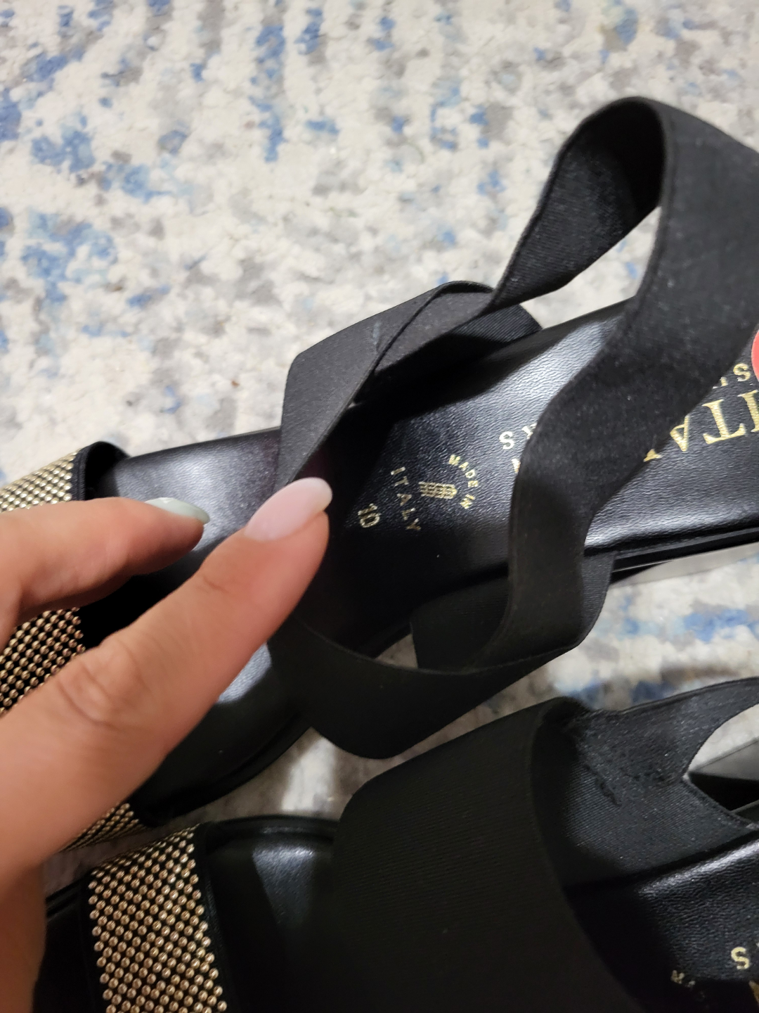 Stylish Black and Gold Sandals - Size 10 - photo 3